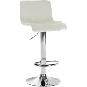 CLP Barhocker Hover Samtbezug höhenverstellbar drehbar mit Rückenlehne creme Material Gestell Metall in Chromoptik