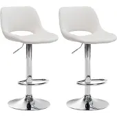 CLP 2er Set Barhocker Camden Samt drehbar und höhenverstellbar creme Material Gestell Metall in Chromoptik