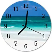 Tulup Glasuhr Wanduhr Küchenuhr Echt-Glas 30fi cm Strand Meer blau