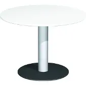Geramöbel Gera Bistrotisch Konferenztisch Tellerfuß Kreisform, feste Höhe, D-1000x720, Weiß