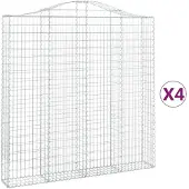 vidaXL Gabionen mit Hochbogen 4 Stk. 200x30x200/220cm Verzinktes Eisen