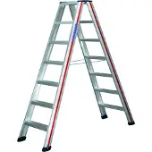 Hymer Stufenstehleiter, beidseitig begehbar, 2x5 Stufen, senkr. Höhe 1,15 m, Reichhöhe 2,67 m, Gewicht 6,9 kg