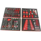 HBM 154-teiliges Premium-Werkzeugset für Werkzeugwagen – ROT