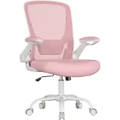 Songmics Schreibtischstuhl, atmungsaktive Netzbespannung, pastellrosa