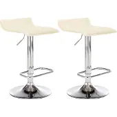 TPFLiving 2er Set Barhocker Dynasty One Gestell Metall in Chromoptik Kunstleder Creme