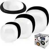 Orion Tafelservice Geschirrset Essgeschirr-Set Tafelgeschirr Tellerset aus Glas schwarz-weiß LUNA 18-tlg.