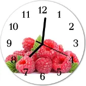 Tulup Glasuhr Wanduhr Küchenuhr Echt-Glas 30fi cm Himbeeren rosa