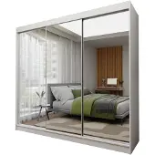 Masseno Schiebetürenschrank BELLINA 240/216/61cm 3-türig mit Spiegel Weiß