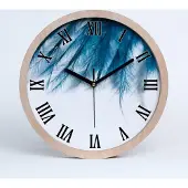 Tulup Holzuhr 20fi cm wanduhr - schwarze Spitzen - blaue Federn
