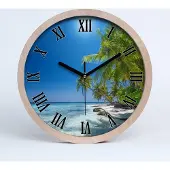 Tulup Holzuhr 20fi cm wanduhr - schwarze Spitzen - Malediven-Strand