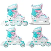 Raven 4in1 Inlineskates Triskates Rollschuhe Schlittschuhe Lia Mint 34-37 verstellbar