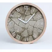Tulup Holzuhr 25fi cm wanduhr - weiße Spitzen - Steinwand