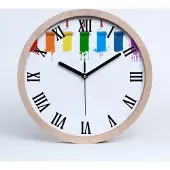 Tulup Holzuhr 30fi cm wanduhr - schwarze Spitzen - Rollen