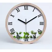 Tulup Holzuhr 30fi cm wanduhr - schwarze Spitzen - Kräuter