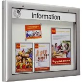 Schaar Design Softline-Schaukasten, BxTxH 1380x80x1025 mm, DIN A0 quer, Aluprofile, ESG-Glas, Rückwand weiß, inkl. 10 Magnete + 1 Einstecktasche