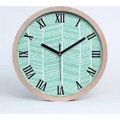 Tulup Holzuhr 25fi cm wanduhr - schwarze Spitzen - Fischgrätmuster