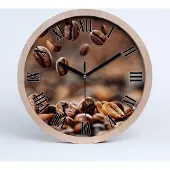 Tulup Holzuhr 25fi cm wanduhr - schwarze Spitzen - Kaffeebohnen