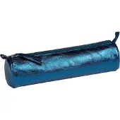 Clairefontaine 4x Schlampermäppchen Leder Cuirisé rund Ø5,5x22cm Indigo 8693C