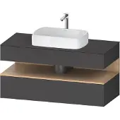 Duravit Collection One Konsolenwaschtischunterbau, 1 Auszug, 1 Schubkasten, Ausschnitt mittig, 1200x550x600mm, Nische Eiche Natur, QA4732030490010, Farbe: Graphit Matt/mit Nischenbeleuchtung