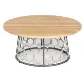 SonnenPartner Lounge-Tisch Yale Ø 100 cm Teak/Aluminium mit Polyrope silbergrau Loungetisch Beistelltisch