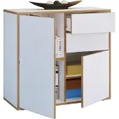 VCM Holz Kommode | Sideboard mit Drehtüren und Schubladen | Büromöbel | H. 74 x B. 80 x T. 33cm - Salia