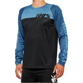 100% Langarm Fahrradtrikot für den Sommer - R-CORE - Schwarz/Blau S