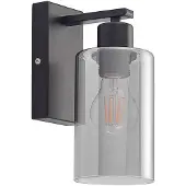 LINDBY Wandleuchte Emavi, schwarz/rauchgrau, Glas, E27