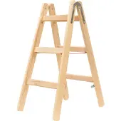Hymer Holz Sprossenstehleiter mit Eimerhaken 2x3 Sprossen
