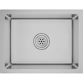 Syfax Handgefertigte Küchenspüle, Einbauspüle aus gebürstetem Edelstahl, 44x34x20 cm, schalldämmend, korrosionsbeständig, X-Wasserabfluss, Unterbau/Unter...