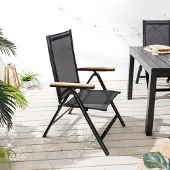 Riess Outdoor Gartenstuhl DESIGNO anthrazit Aluminium klappbar wetterfest Hochlehner Stuhl Klappstuhl