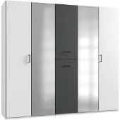 Wimex Kleiderschrank Lima 225x58x208cm weiß graphit mit Apothekerauszügen
