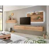 Empinio24 Wohnwand Eiche 400 cm 4-teilig Nr 13 mit Beleuchtung Boston