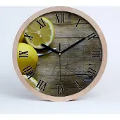 Tulup Holzuhr 25fi cm wanduhr - schwarze Spitzen - Zitronen auf Holz