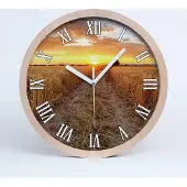 Tulup Holzuhr 25fi cm wanduhr - weiße Spitzen - Weizenfeld