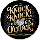 Speecheese Knock Knock! It's Gin o'clock! Wanduhr aus MDF