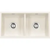 SYSTEMCERAM KeraDomo Spüle MERA TWIN F/o in MAGNOLIE mit Excenterbedienung / Keramikspüle
