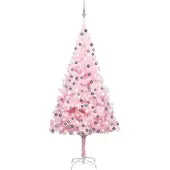 Prolenta Maison Exclusive - Künstlicher Weihnachtsbaum mit Beleuchtung & Kugeln Rosa 210cm