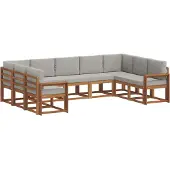 vidaXL Outdoor-Sofagarnitur 9 stk. Natürlich und Hellgrau
