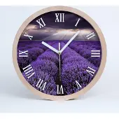 Tulup Holzuhr 25fi cm wanduhr - weiße Spitzen - Lavendelfeld