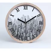 Tulup Holzuhr 30fi cm wanduhr - schwarze Spitzen - Wolkenkratzer