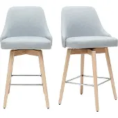Miliboo - Barhocker HASTA skandinavisches Design hellgrauer Bezug H65 cm (2er-Set)