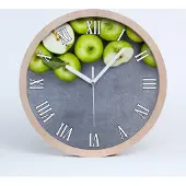Tulup Holzuhr 30fi cm wanduhr - weiße Spitzen - grüne Äpfel