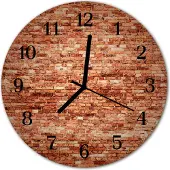 Tulup Glasuhr Wanduhr Küchenuhr Echt-Glas 30fi cm Ziegel Wand rot
