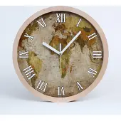 Tulup Holzuhr 25fi cm wanduhr - weiße Spitzen - politische Karte