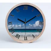 Tulup Holzuhr 25fi cm wanduhr - schwarze Spitzen - seychelles Strand