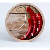Tulup Holzuhr 30fi cm wanduhr - Chilischoten