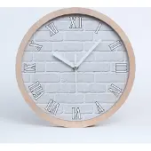 Tulup Holzuhr 25fi cm wanduhr - weiße Spitzen - Ziegelwand