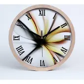 Tulup Holzuhr 30fi cm wanduhr - schwarze Spitzen - zusammenfassung Blume