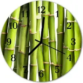 Tulup Glasuhr Wanduhr Küchenuhr Echt-Glas 30fi cm Bambusse grün
