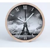 Tulup Holzuhr 20fi cm wanduhr - weiße Spitzen - Eiffelturm Paris